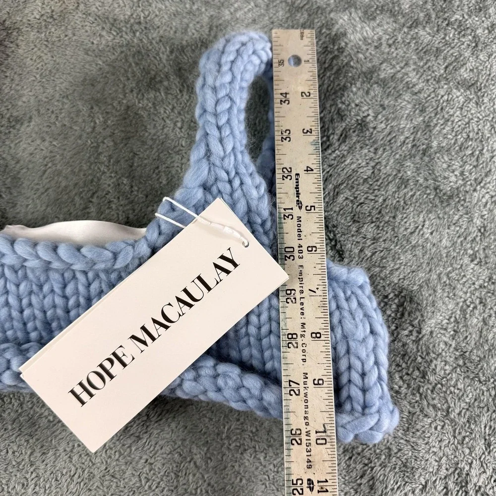 Hope Macaulay Crop Top XL Blue Chunky Knit Handmade Ireland Designer Tank Bralet - Picture 3 of 7